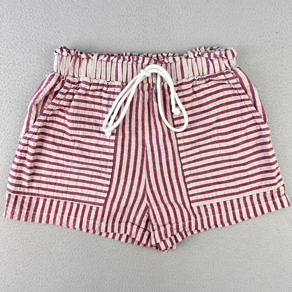 Cider Shorts Women XS Striped Red/White Casual Paperbag Waist Cotton‎ Beach